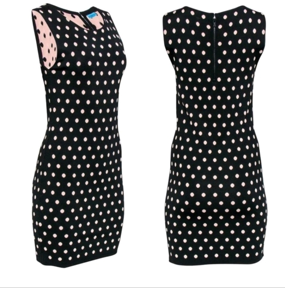 Alice + Olivia Marta sleeveless polka dot bodycon knit mini dress Size Large - Picture 6 of 11